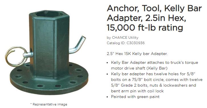 KELLY ADPT 2.5IN HEX 15K